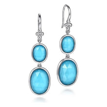 Load image into Gallery viewer, Gabriel Sterling Silver Rock Crystal &amp; Turquoise Earrings
