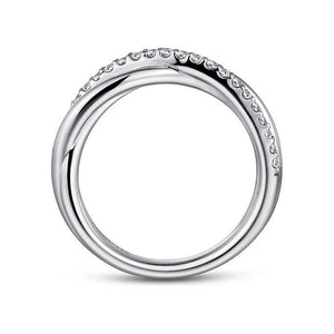 Gabriel  Sterling Silver White Sapphire Pave Criss Cross Ring