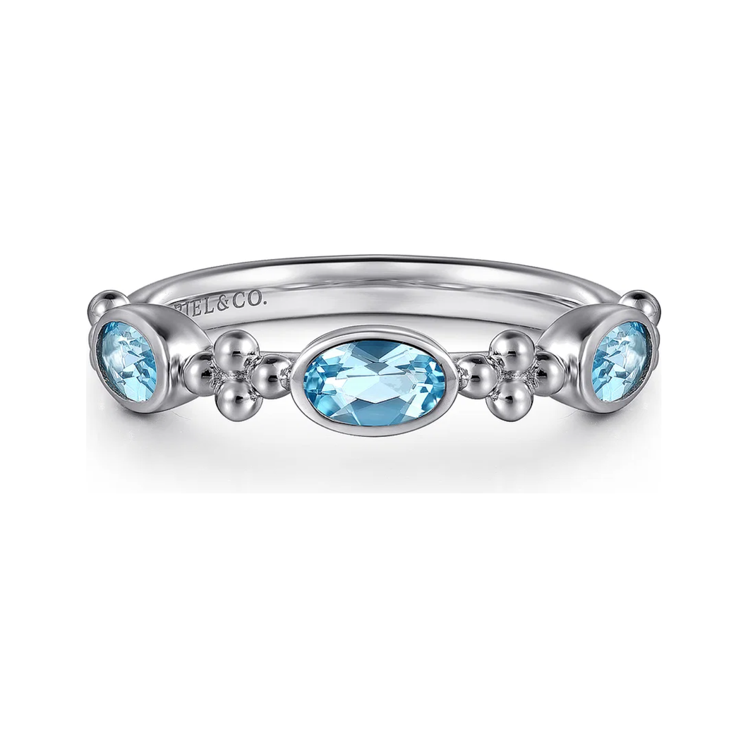 Gabriel  Sterling Silver Bujukan Blue Topaz Fashion Ladies Ring