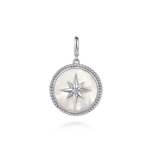 Load image into Gallery viewer, Gabriel Silver Bujukan White Sapphire and Mother Of Pearl Round Starburst Medallion Pendant
