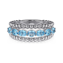 Load image into Gallery viewer, Gabriel  Sterling Silver Bujukan Swiss Blue Topaz Easy Stackable Ring
