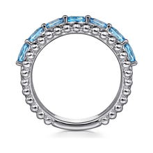 Load image into Gallery viewer, Gabriel  Sterling Silver Bujukan Swiss Blue Topaz Easy Stackable Ring
