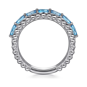 Gabriel  Sterling Silver Bujukan Swiss Blue Topaz Easy Stackable Ring