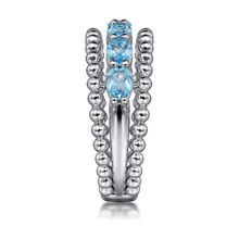 Load image into Gallery viewer, Gabriel  Sterling Silver Bujukan Swiss Blue Topaz Easy Stackable Ring
