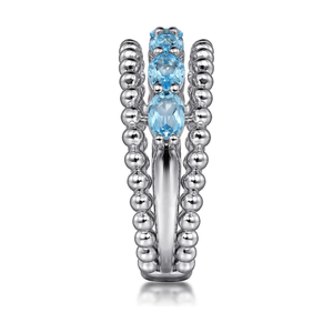 Gabriel  Sterling Silver Bujukan Swiss Blue Topaz Easy Stackable Ring