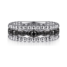 Load image into Gallery viewer, Gabriel  Sterling Silver Black Spinel Bujukan Easy Stackable Ladies Ring
