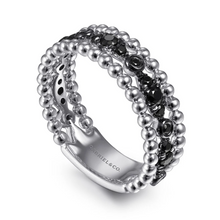 Load image into Gallery viewer, Gabriel  Sterling Silver Black Spinel Bujukan Easy Stackable Ladies Ring
