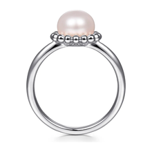 Load image into Gallery viewer, Gabriel  Sterling Silver Pearl Ring with Bujukan Beaded Halo
