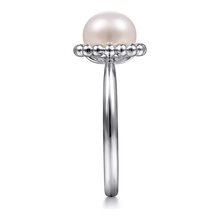 Load image into Gallery viewer, Gabriel  Sterling Silver Pearl Ring with Bujukan Beaded Halo
