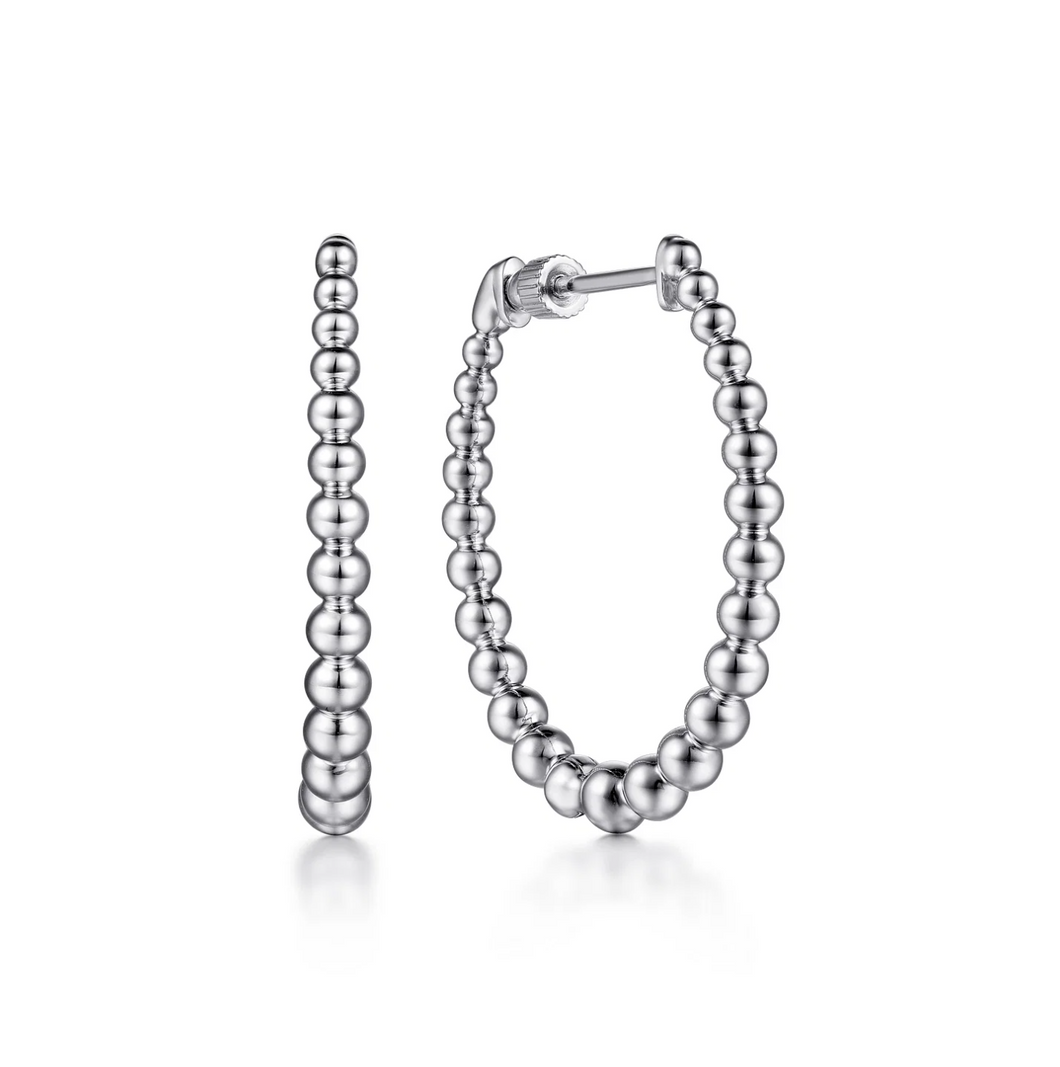 Gabriel Sterling Silver Bujukan Graduated 30mm Classic Hoop Earrings