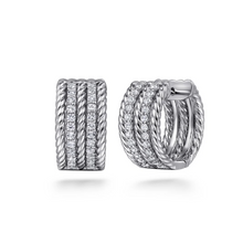 Load image into Gallery viewer, Gabriel Sterling Silver White Sapphire Hampton Huggie Earrings
