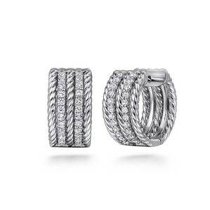 Gabriel Sterling Silver White Sapphire Hampton Huggie Earrings