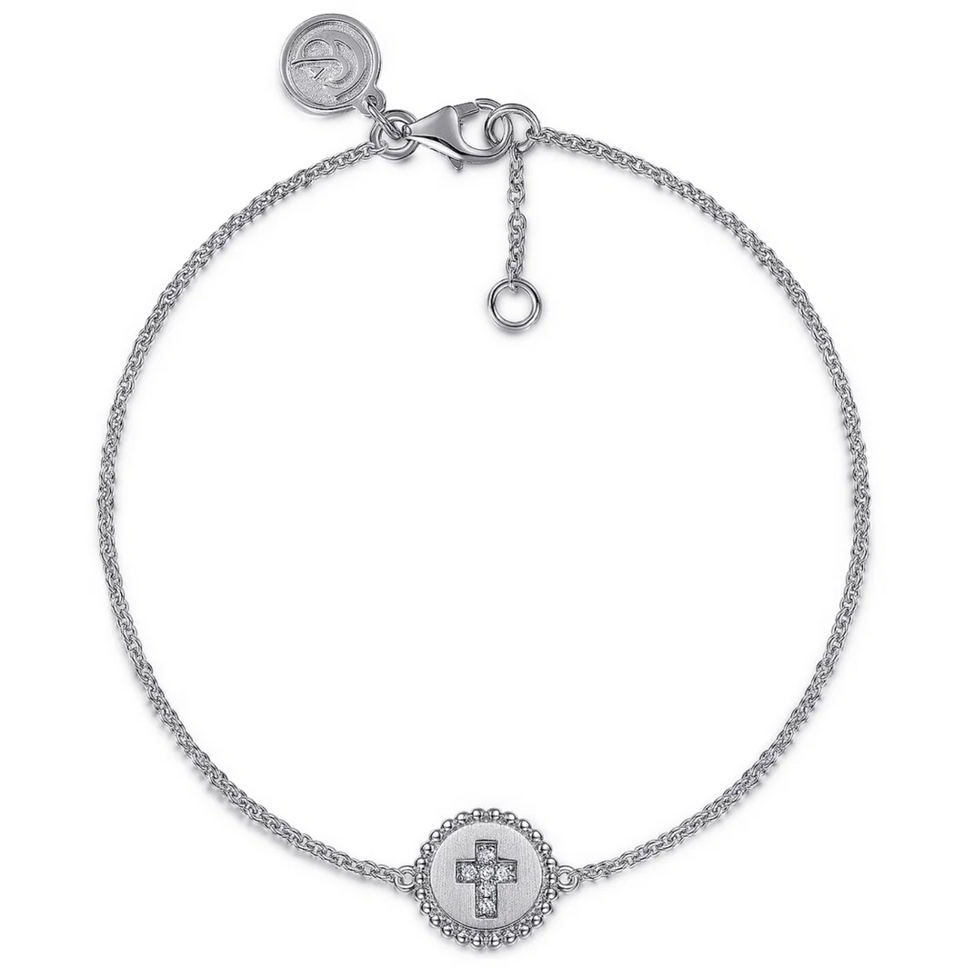 Gabriel Sterling Silver Diamond Bujukan Cross Bracelet