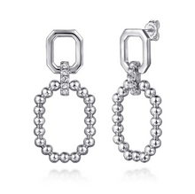 Load image into Gallery viewer, Gabriel Sterling Silver Octagon White Sapphire Bujukan Stud Drop Earrings
