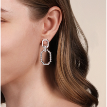 Load image into Gallery viewer, Gabriel Sterling Silver Octagon White Sapphire Bujukan Stud Drop Earrings
