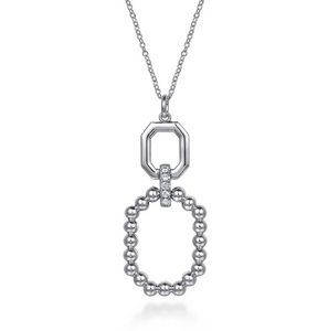 Gabriel Silver Bujukan Octagon White Sapphire Bujukan Drop Pendant Necklace