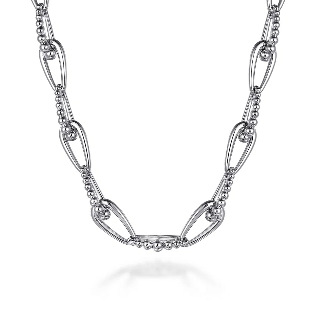 Gabriel Silver Oval Link Chain Necklace with Bujukan Connectors