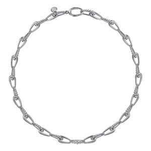 Gabriel Silver Oval Link Chain Necklace with Bujukan Connectors