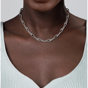 Gabriel Silver Oval Link Chain Necklace with Bujukan Connectors