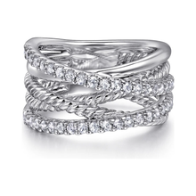 Load image into Gallery viewer, Gabriel  Sterling Silver White Sapphire Hampton Twisted Ladies Ring
