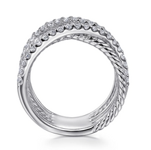 Load image into Gallery viewer, Gabriel  Sterling Silver White Sapphire Hampton Twisted Ladies Ring
