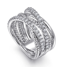 Load image into Gallery viewer, Gabriel  Sterling Silver White Sapphire Hampton Twisted Ladies Ring
