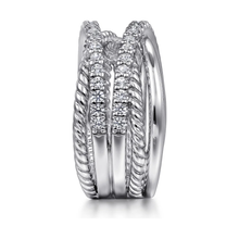 Load image into Gallery viewer, Gabriel  Sterling Silver White Sapphire Hampton Twisted Ladies Ring
