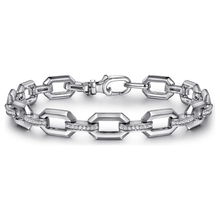 Load image into Gallery viewer, Gabriel Sterling Silver White Sapphire Link Chain Tennis Bracelet
