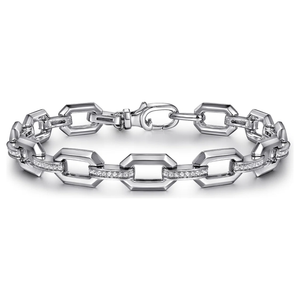 Gabriel Sterling Silver White Sapphire Link Chain Tennis Bracelet