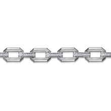 Load image into Gallery viewer, Gabriel Sterling Silver White Sapphire Link Chain Tennis Bracelet
