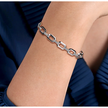 Load image into Gallery viewer, Gabriel Sterling Silver White Sapphire Link Chain Tennis Bracelet
