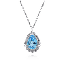 Load image into Gallery viewer, Gabriel Sterling Silver Bujukan Swiss Blue Topaz Teardrop Pendant Necklace
