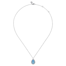 Load image into Gallery viewer, Gabriel Sterling Silver Bujukan Swiss Blue Topaz Teardrop Pendant Necklace
