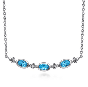 Gabriel Sterling Silver Bujukan Blue Topaz Bar Necklace