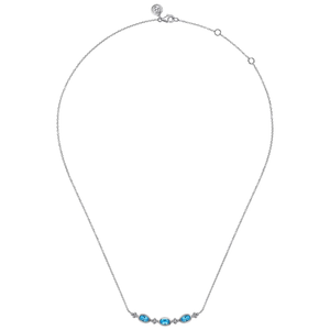 Gabriel Sterling Silver Bujukan Blue Topaz Bar Necklace