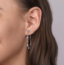 Load image into Gallery viewer, Gabriel Sterling Silver Swiss Blue Topaz Bujukan Classic Hoop Earrings
