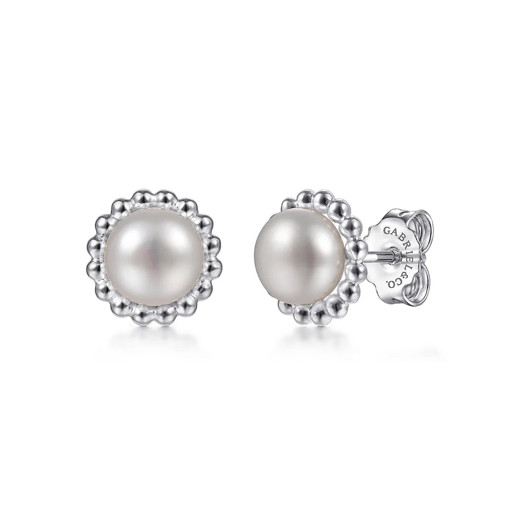 Gabriel Sterling Silver Bujukan Pearl Stud Earrings