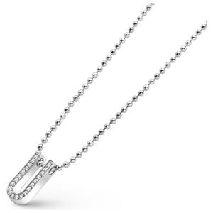 Lagos Sterling Silver Caviar Spark Diamond Large Linear Pendant Necklace