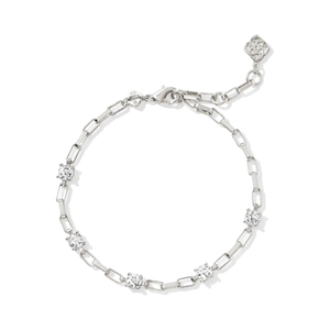 Kendra Scott Lexi Silver Chain Bracelet in White Crystal