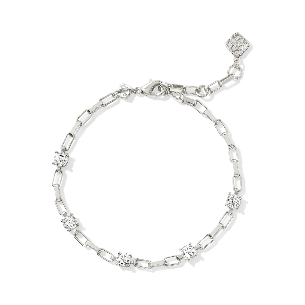 Kendra Scott Lexi Silver Chain Bracelet in White Crystal