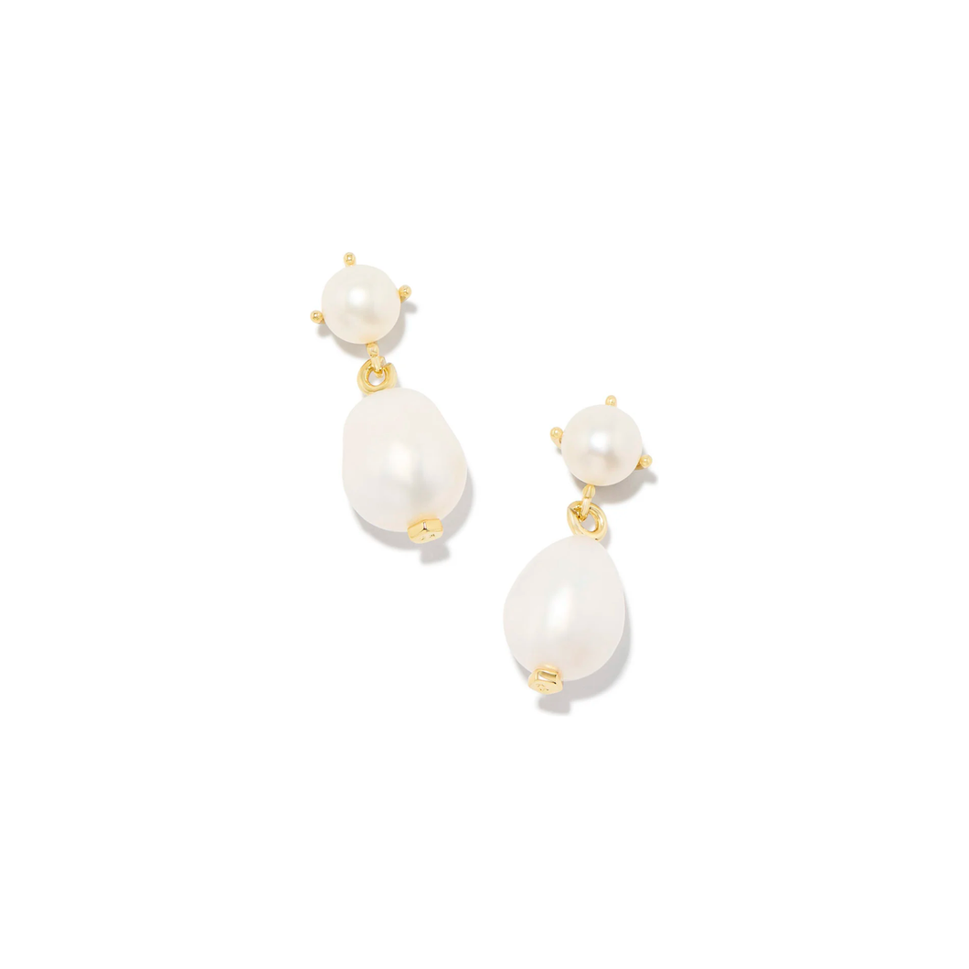 Kendra Scott Gold Eve Drop Earrings in White Pearl