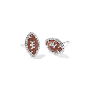 Kendra Scott Silver Football Stud Earrings in Orange Goldstone