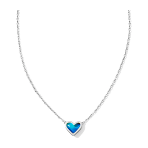 Kendra Scott Ari Silver Heart Necklace in Mood Stone