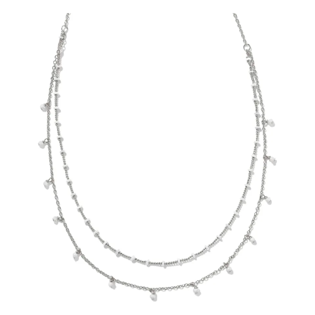 Kendra Scott Eve Silver Multi Strand Necklace in White Mix