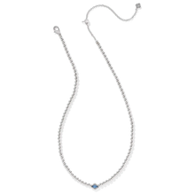 Load image into Gallery viewer, Kendra Scott Abbie Silver Beaded Necklace in Light Blue MOP
