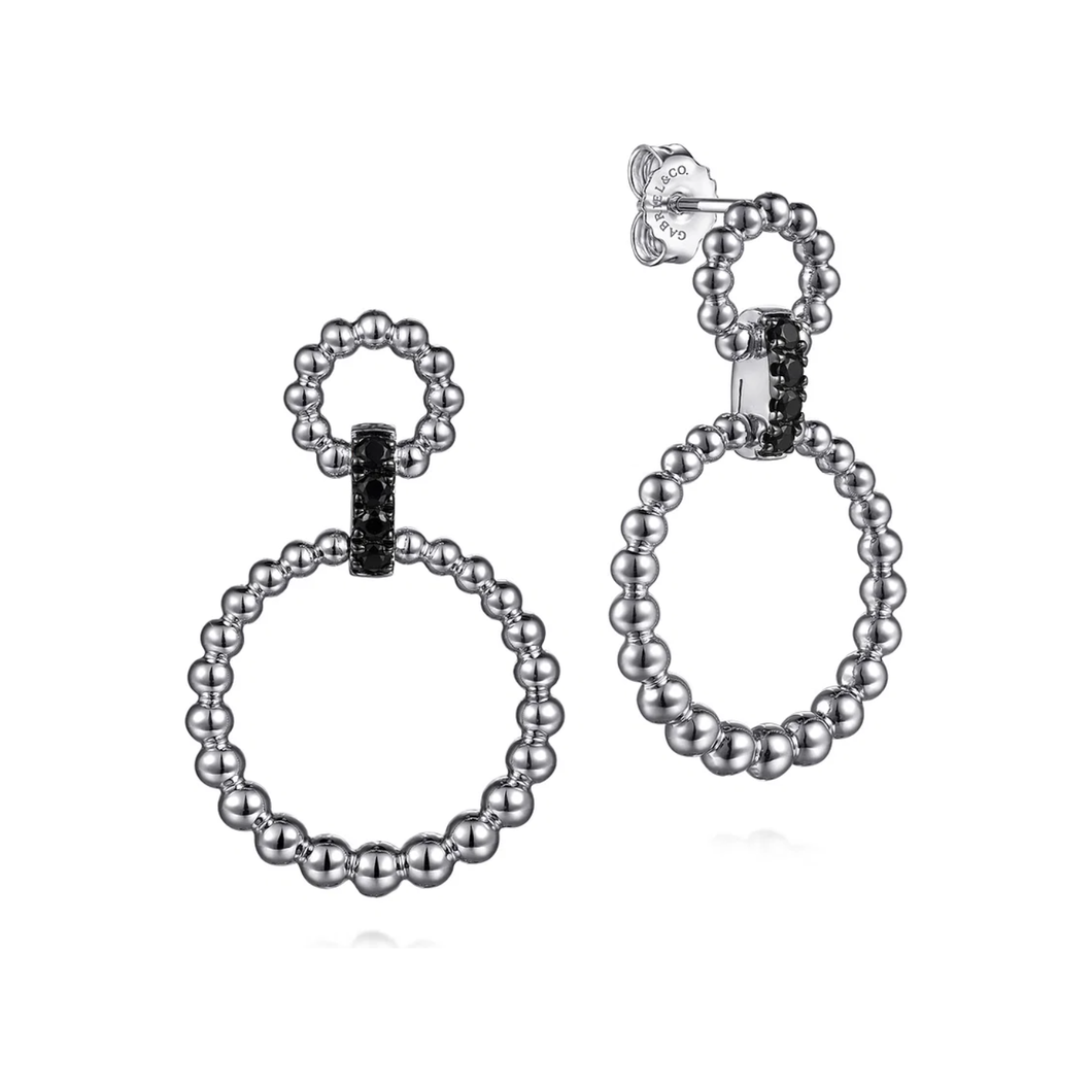 Gabriel Sterling Silver Black Spinel Bujukan Link Drop Earrings