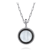 Load image into Gallery viewer, Gabriel Silver White Mother Pearl and Black Spinel Bujukan Medallion Pendant
