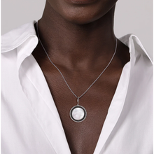 Load image into Gallery viewer, Gabriel Silver White Mother Pearl and Black Spinel Bujukan Medallion Pendant
