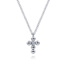 Load image into Gallery viewer, Gabriel Sterling Silver Diamond and Bujukan Bead Cross Necklace
