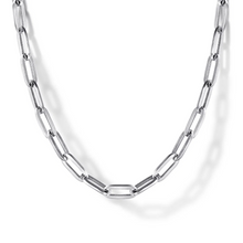 Load image into Gallery viewer, Gabriel Sterling Silver 32&quot; Solid Paper Clip Chain Necklace
